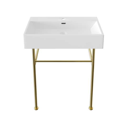 30" Rectangular Console Bathroom Sink, Single Faucet Hole