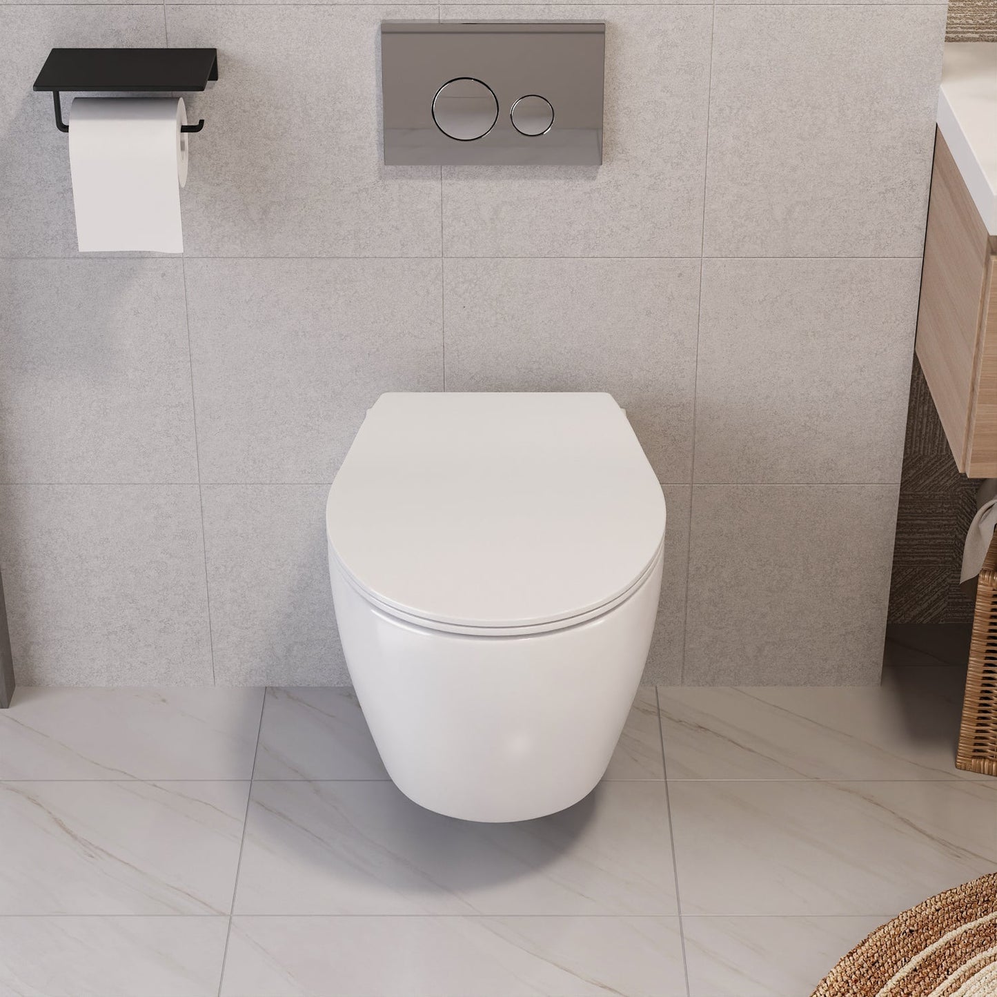 LIBERTY Wall-Hung Elongated Toilet, 1.1/1.6GPF Dual-Flush  with Multiple Colors