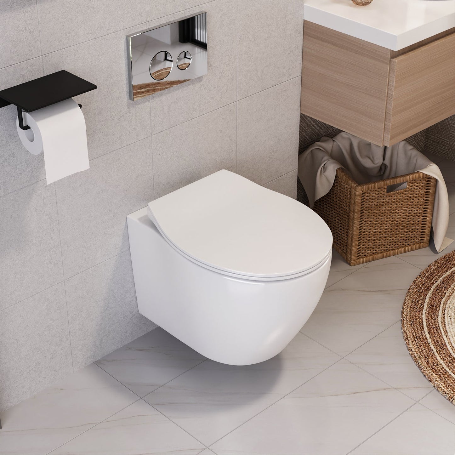 LIBERTY Wall-Hung Elongated Toilet, 1.1/1.6GPF Dual-Flush  with Multiple Colors
