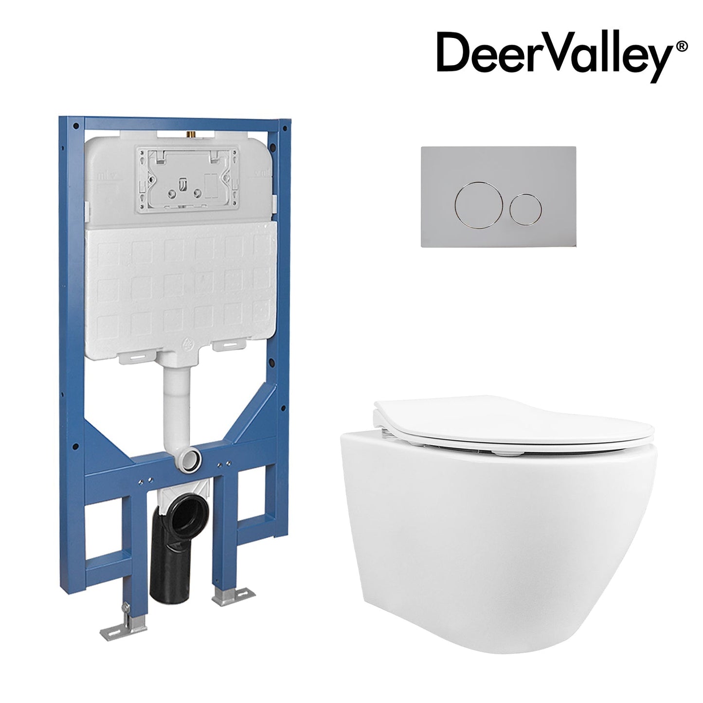 LIBERTY Wall-Hung Elongated Toilet, 1.1/1.6GPF Dual-Flush  with Multiple Colors