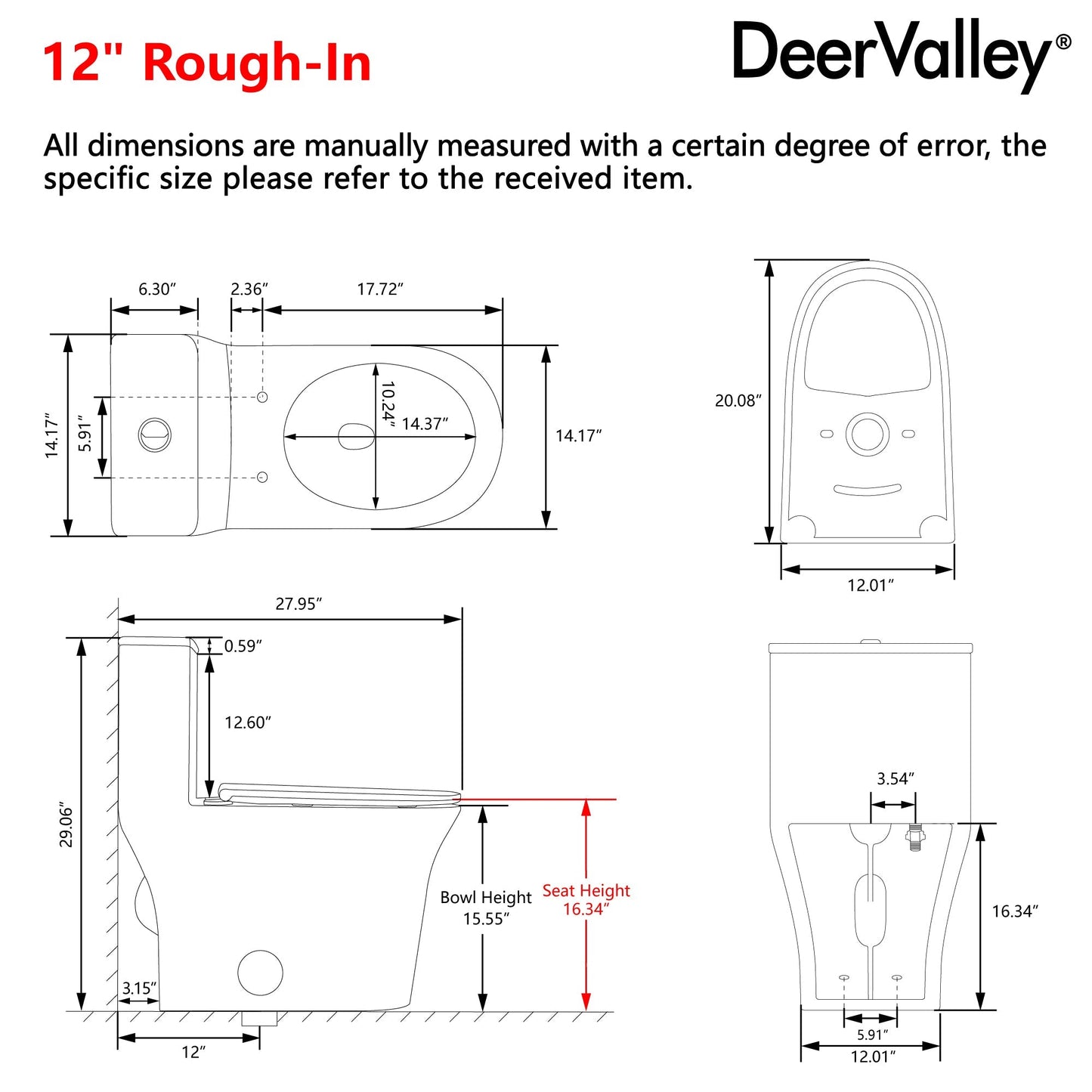 DeerValley DV-1F0248 – One-Piece Dual-Flush Elongated Toilet