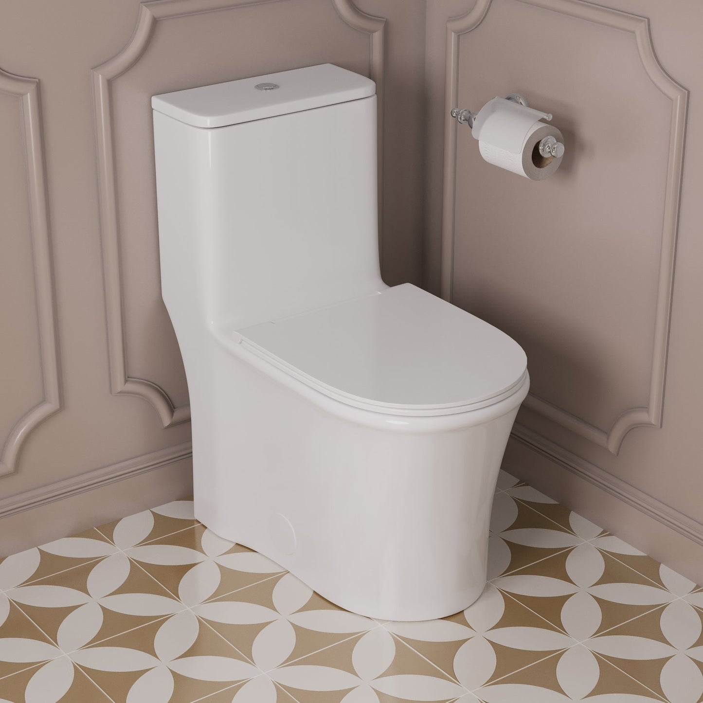 One Piece Toilet for Bathroom with Comfort Chair Seat ADA Height Skirted Toilets, White