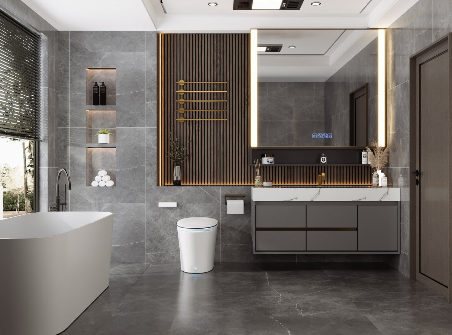 DeerValley  Smart Bidet Toilet Quiet-Closed Heated Seat Sensor Auto, Foot Kick & Blackout Flush, Warm Wash, Night Light,DV-1S0019-V3