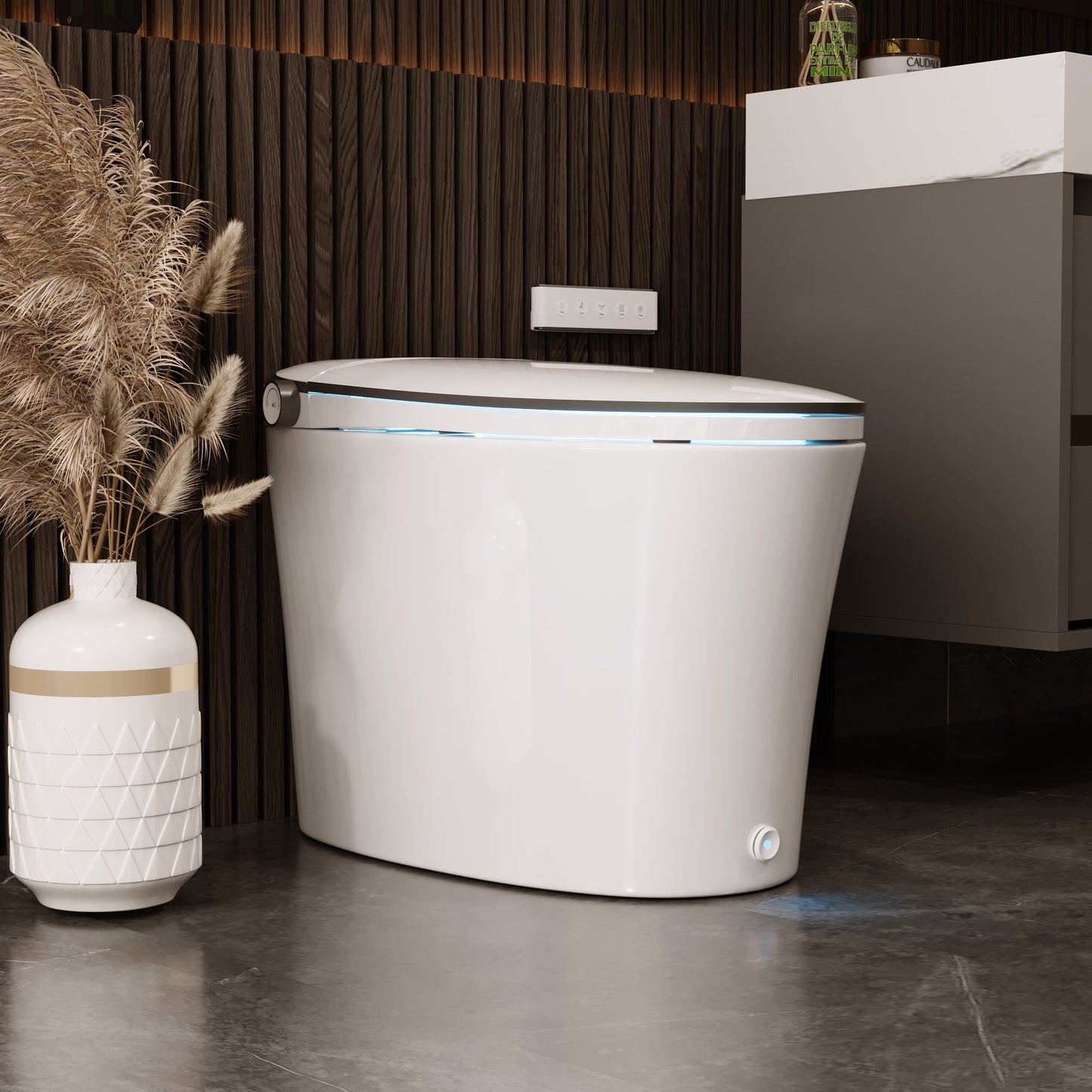 DeerValley  Smart Bidet Toilet Quiet-Closed Heated Seat Sensor Auto, Foot Kick & Blackout Flush, Warm Wash, Night Light,DV-1S0019-V3