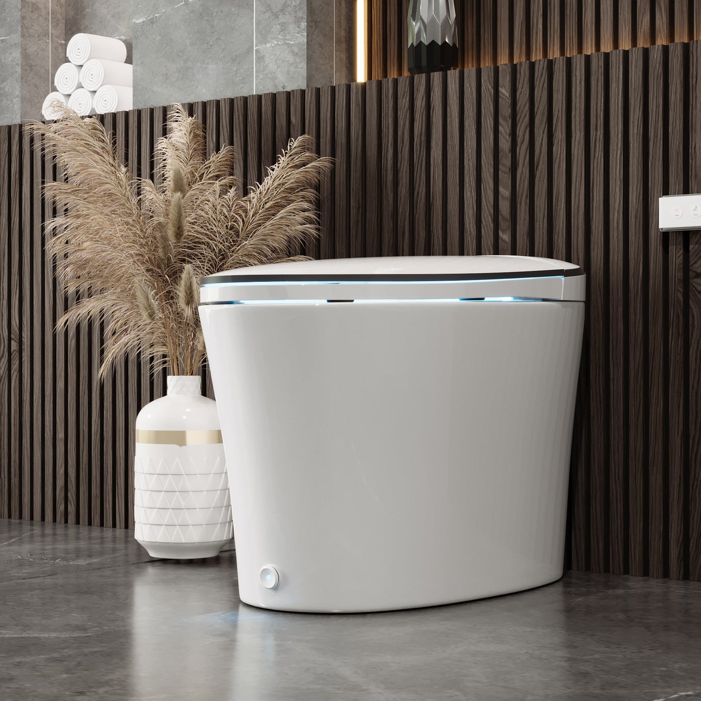 DeerValley  Smart Bidet Toilet Quiet-Closed Heated Seat Sensor Auto, Foot Kick & Blackout Flush, Warm Wash, Night Light,DV-1S0019-V3