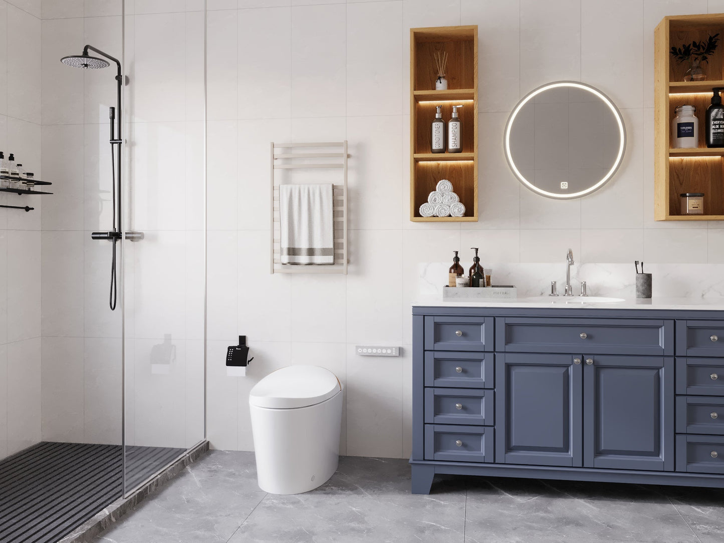 DeerValley Smart Toilet with Off-Seat Flush/Foot Sensor Flush, Automatic Tankless Toilet with Heated Seat, Warm Water Cleaning, Warm Air dryer,DV-1S0160/V1/V3