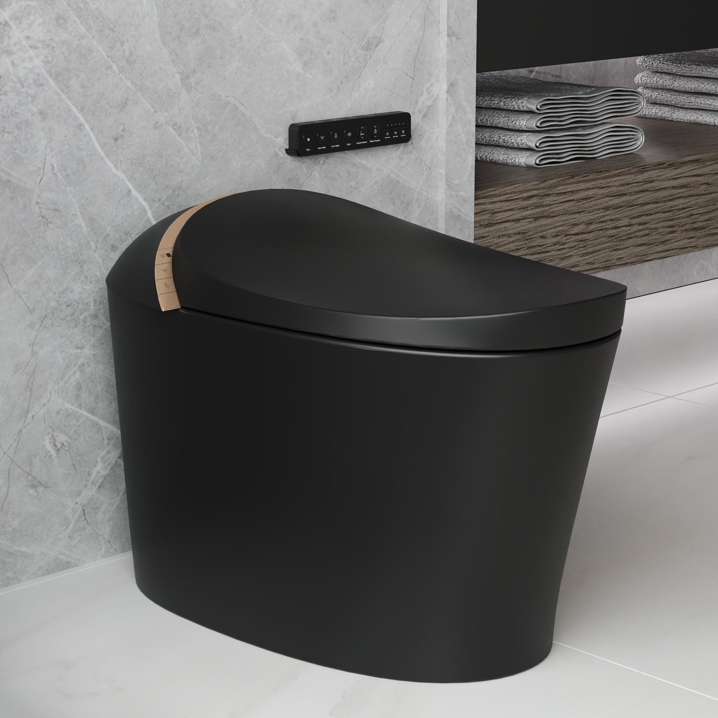 DeerValley Smart Toilet with Off-Seat Flush/Foot Sensor Flush, Automatic Tankless Toilet with Heated Seat, Warm Water Cleaning, Warm Air dryer,DV-1S0160/V1/V3