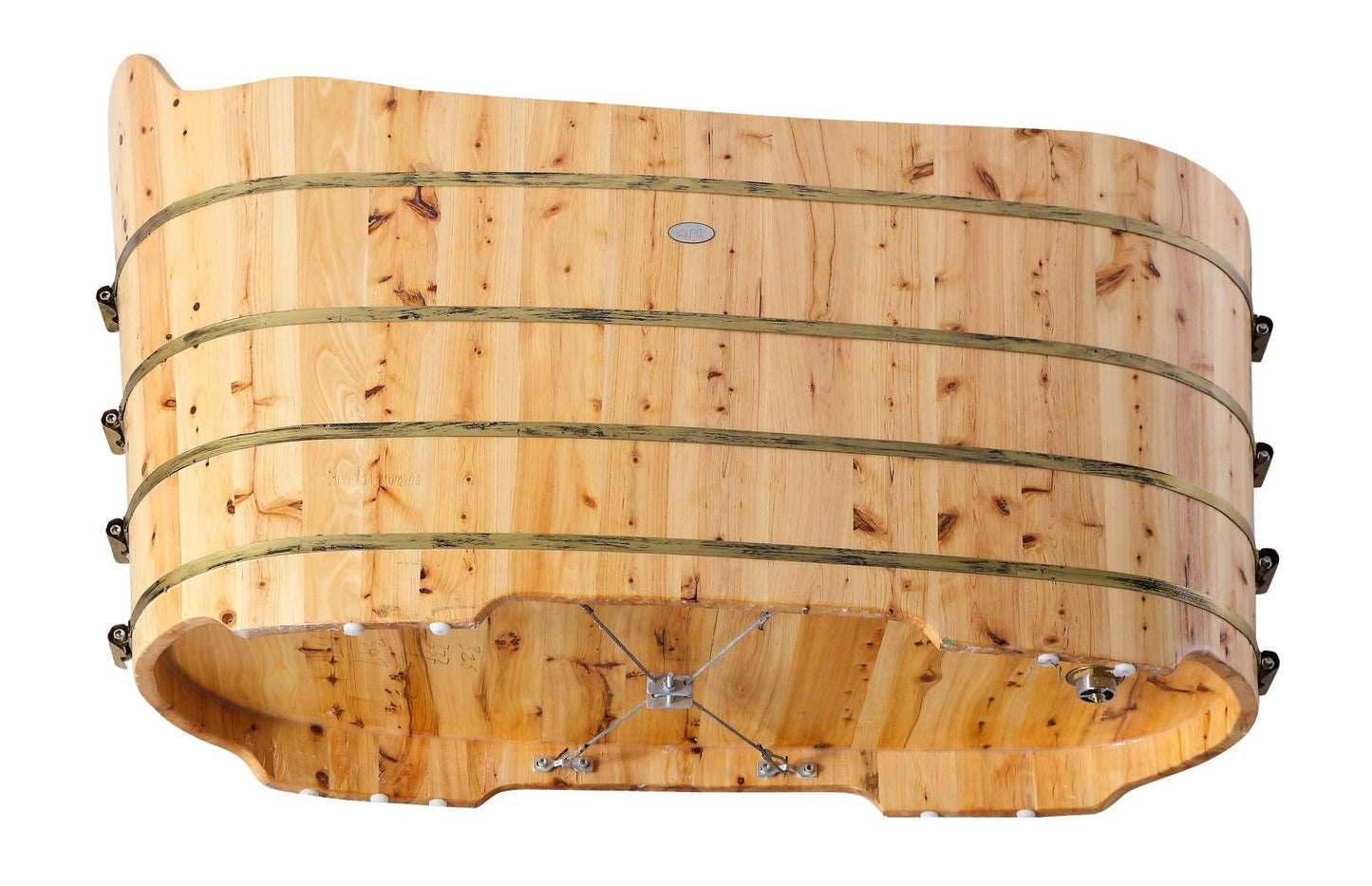 ALFI brand AB1103 59 Inch Free Standing Cedar Wood Bathtub with Bench