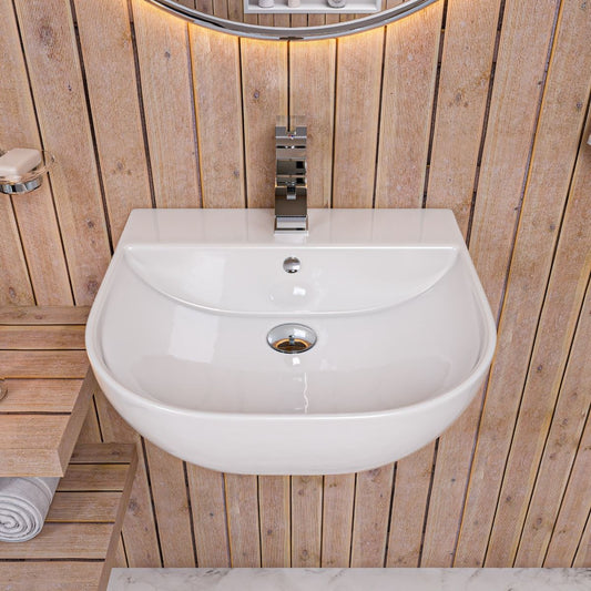 ALFI brand AB110 20" White D-Bowl Porcelain Wall Mounted Bath Sink