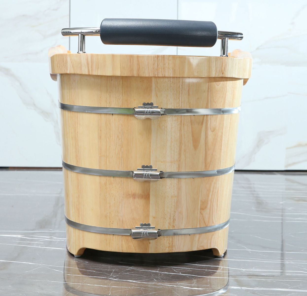 ALFI brand AB1163 61'' Free Standing Wooden BathTub with Headrest