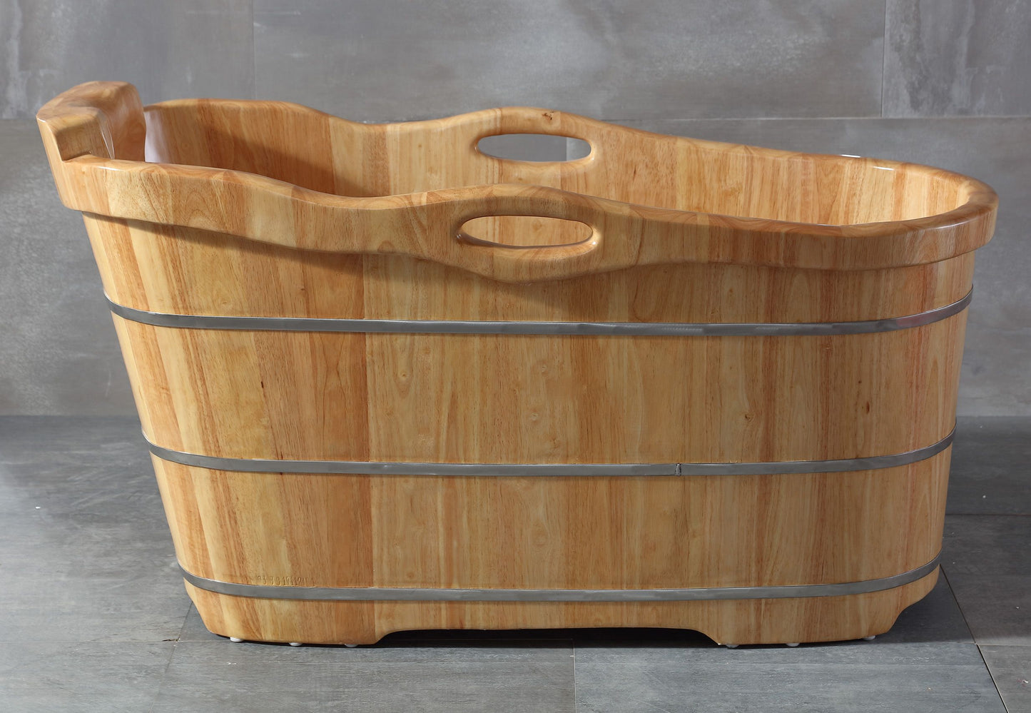 ALFI brand AB1187 57" Free Standing Wooden Soaking Bathtub with Headrest
