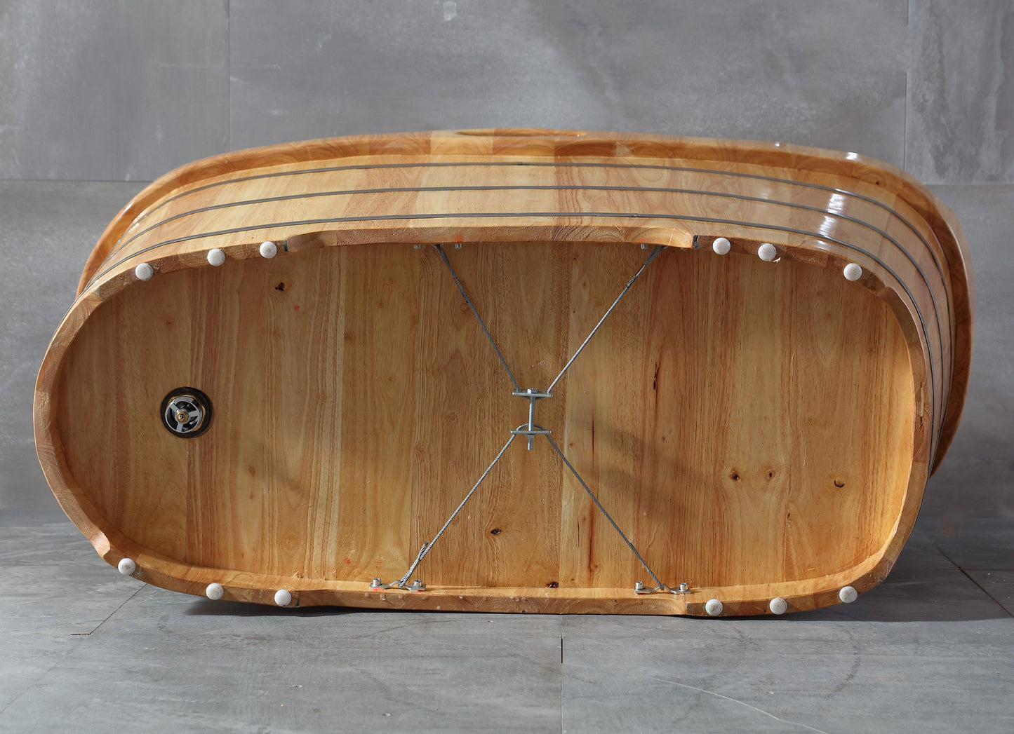 ALFI brand AB1187 57" Free Standing Wooden Soaking Bathtub with Headrest