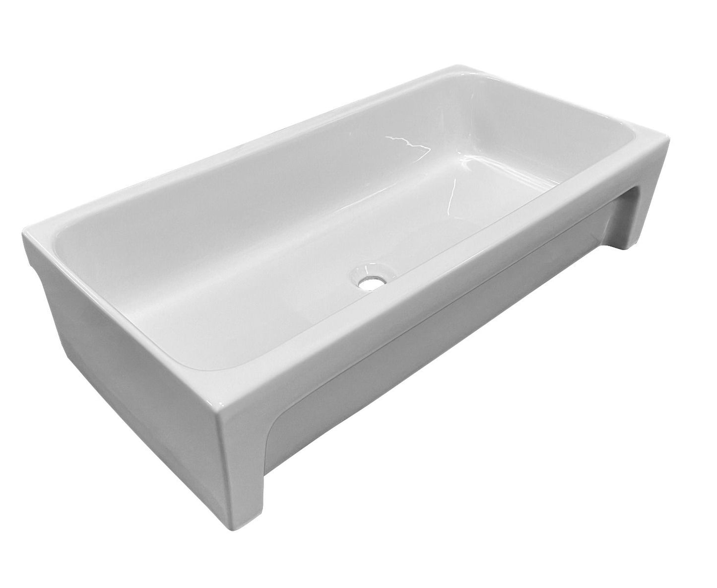 ALFI brand AB36TR 36" White Above Mount Fireclay Bath Trough Sink