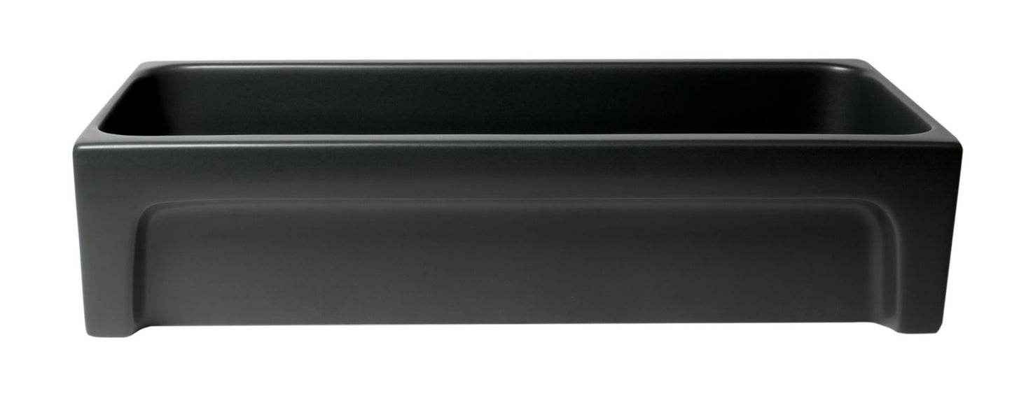 ALFI brand AB36TRBM 36" Black Matte Above Mount Fireclay Bathroom Trough Sink
