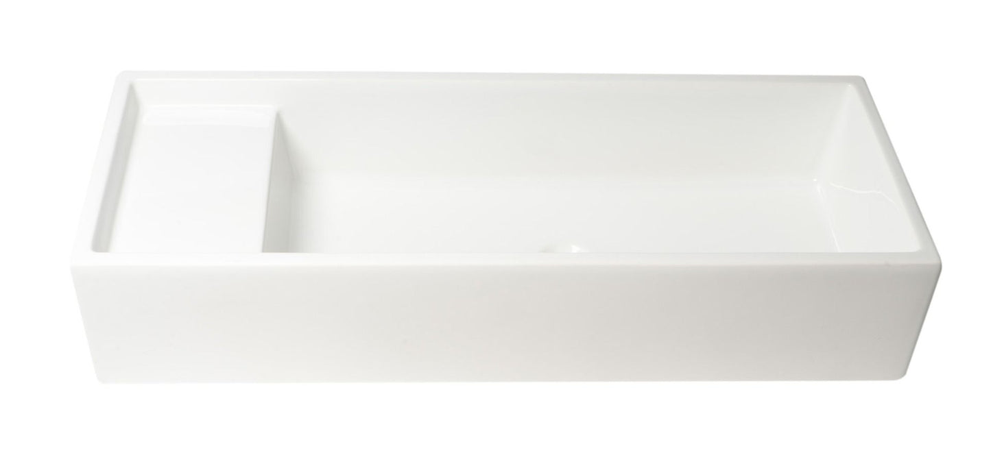 ALFI brand AB39TR 39" White Above Mount Fireclay Bathroom Trough Sink