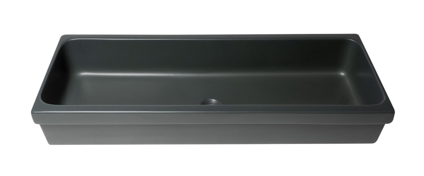 ALFI brand AB48TRBM 48" Black Matte Above Mount Fireclay Bathroom Trough Sink