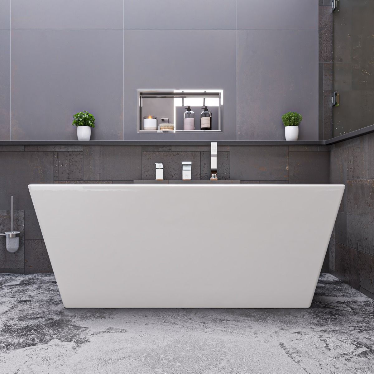 ALFI brand AB8833 59 Inch White Rectangular Free Standing Soaking Bathtub