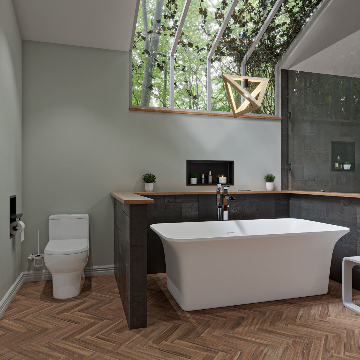 ALFI brand AB9942 67" White Rectangular Solid Surface Smooth Resin Soaking Bathtub
