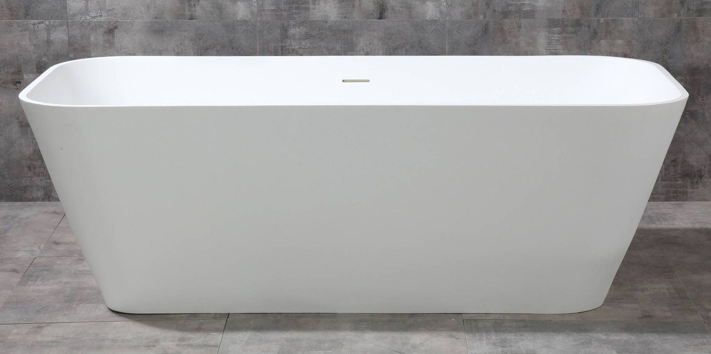 ALFI brand AB9952 67" White Rectangular Solid Surface Smooth Resin Soaking Bathtub