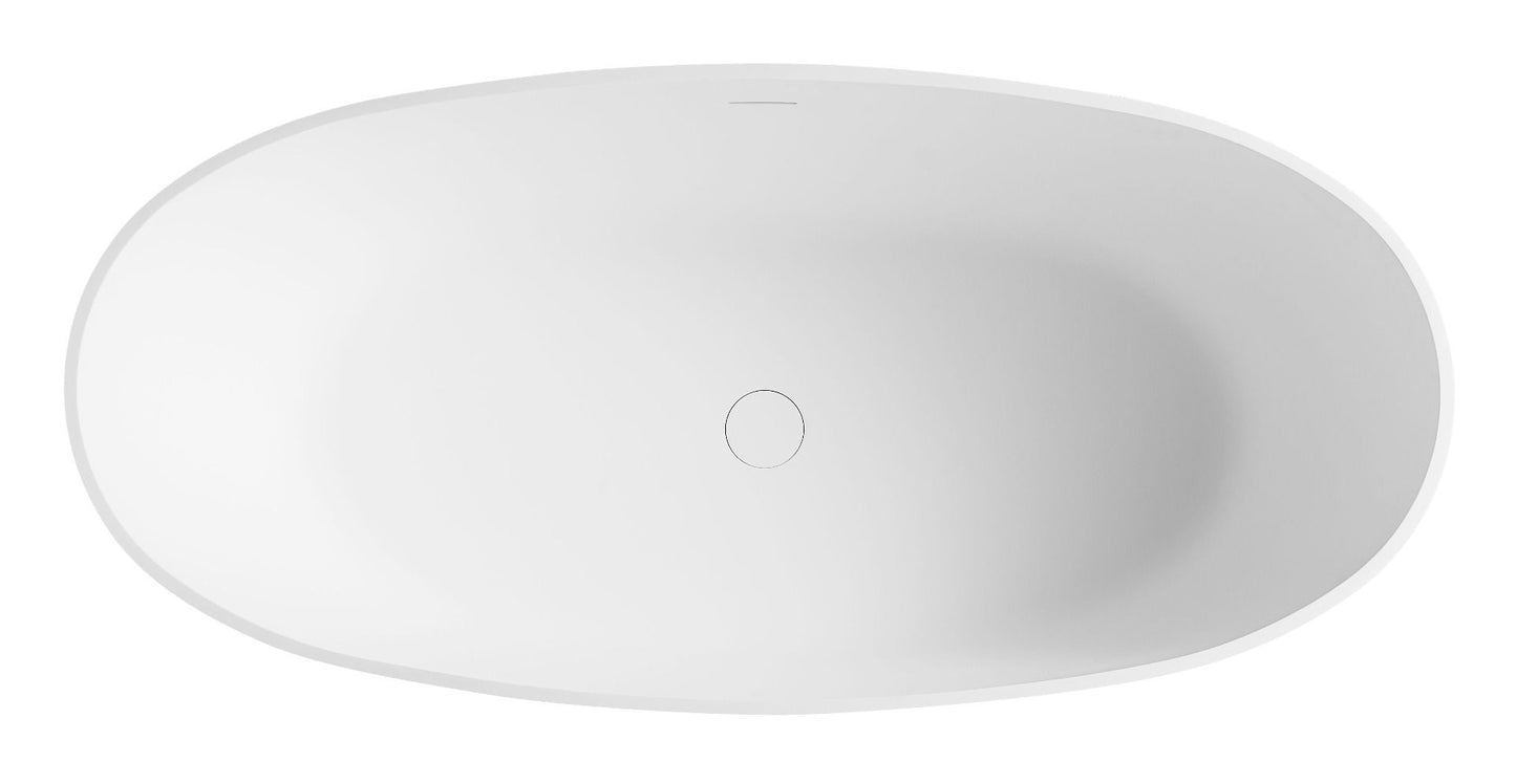 ALFI brand AB9975BM 59" Black & White Matte Oval Solid Surface Resin Soaking Bathtub