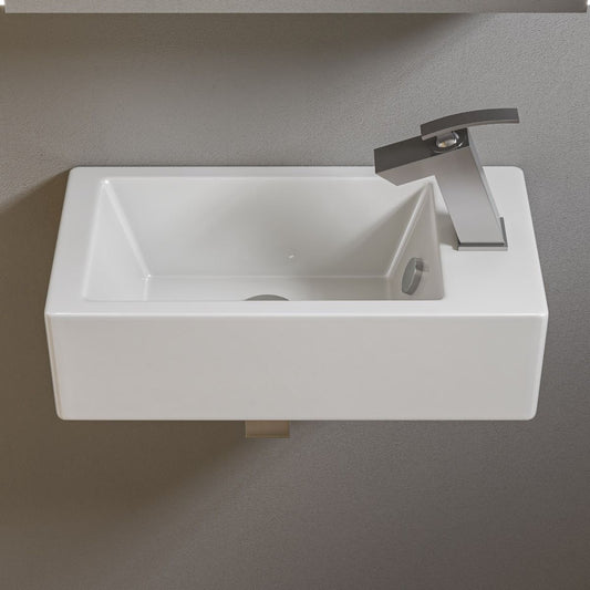ALFI brand ABC116 White 20" Small Rectangular Wall Mounted Ceramic Sink with Faucet Hole