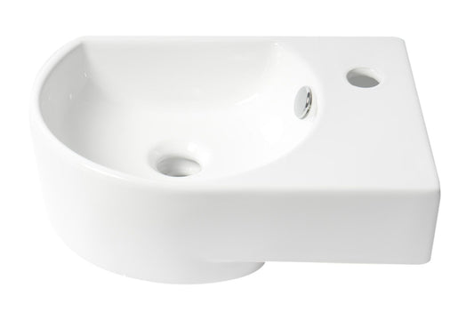 ALFI brand ABC119 White 16" Small Wall Mounted Ceramic Sink with Faucet Hole