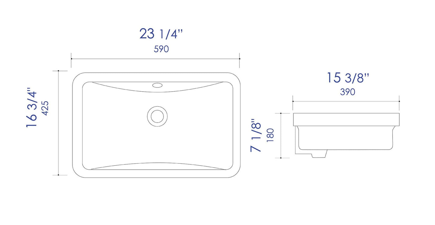 ALFI brand ABC603 White 24" Rectangular Undermount Ceramic Sink