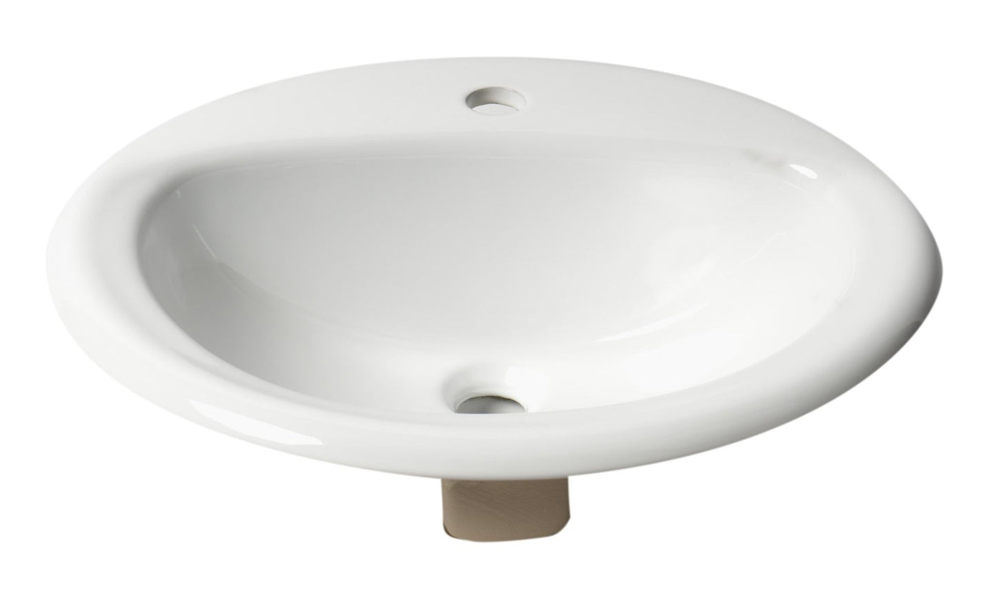 ALFI brand ABC802 White 21" Oval Drop In Ceramic Sink with Faucet Hole