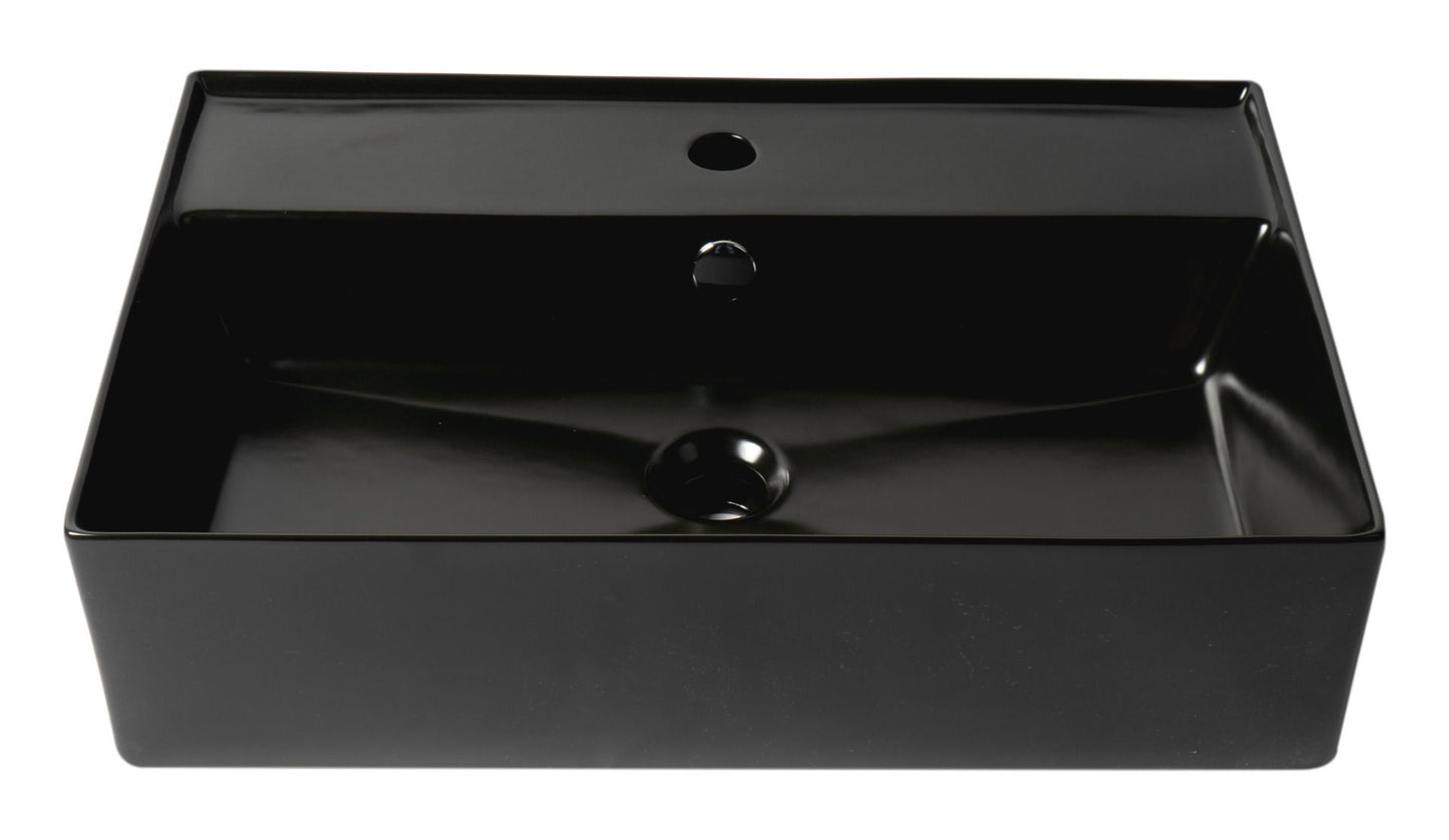 ALFI brand ABC901-BM 24" Modern Rectangular Above Mount Ceramic Sink with Faucet Hole