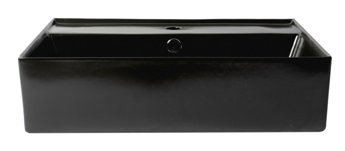 ALFI brand ABC901-BM 24" Modern Rectangular Above Mount Ceramic Sink with Faucet Hole