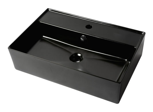 ALFI brand ABC901-BM 24" Modern Rectangular Above Mount Ceramic Sink with Faucet Hole