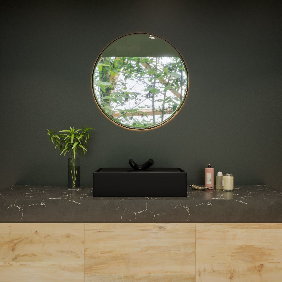 ALFI brand ABC901-BM 24" Modern Rectangular Above Mount Ceramic Sink with Faucet Hole