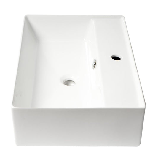 ALFI brand ABC901-W 24" Modern Rectangular Above Mount Ceramic Sink with Faucet Hole