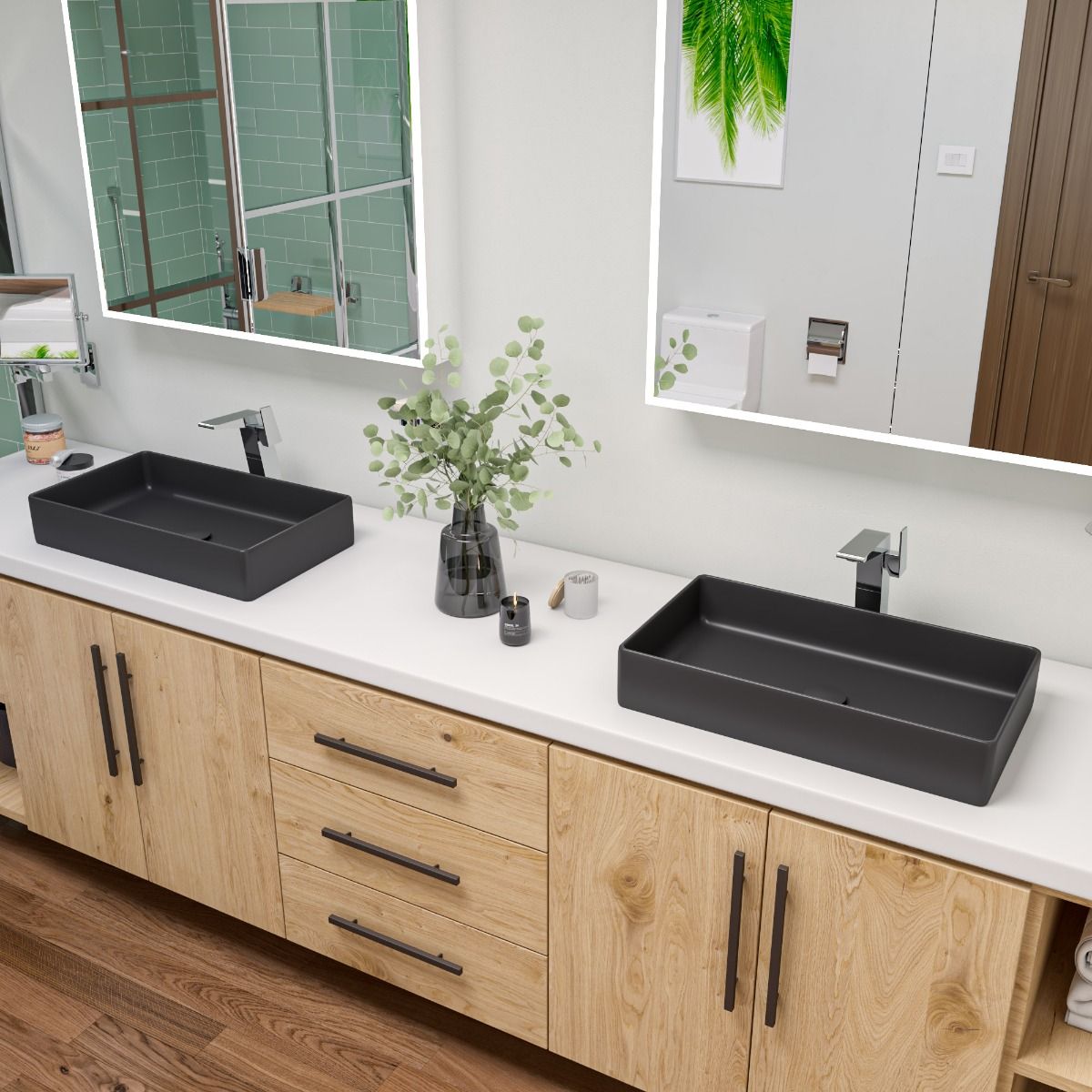 ALFI brand ABC902-BM 24" Modern Rectangular Above Mount Ceramic Sink