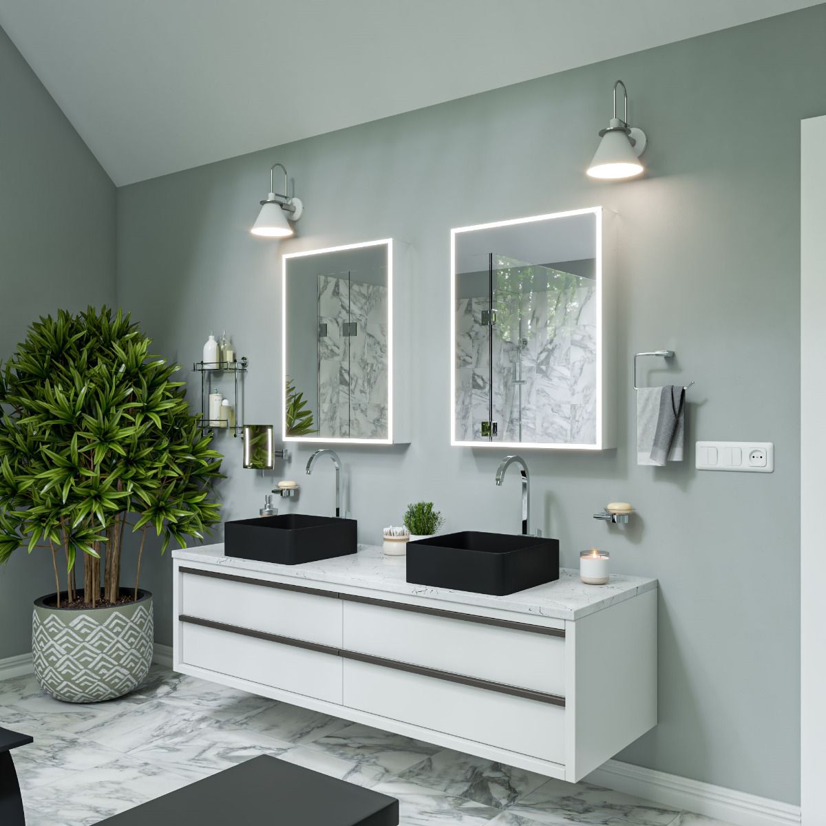 ALFI brand ABC903-BM 16" Modern Square Above Mount Ceramic Sink