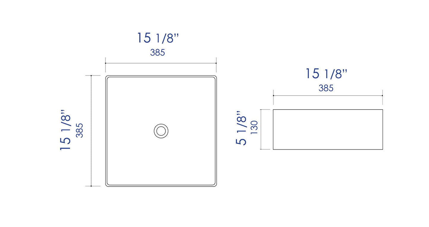 ALFI brand ABC903-BM 16" Modern Square Above Mount Ceramic Sink