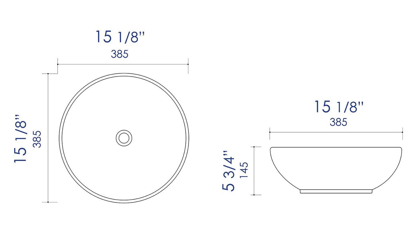 ALFI brand ABC906 Black & White 15" Round Vessel Above Mount Ceramic Sink