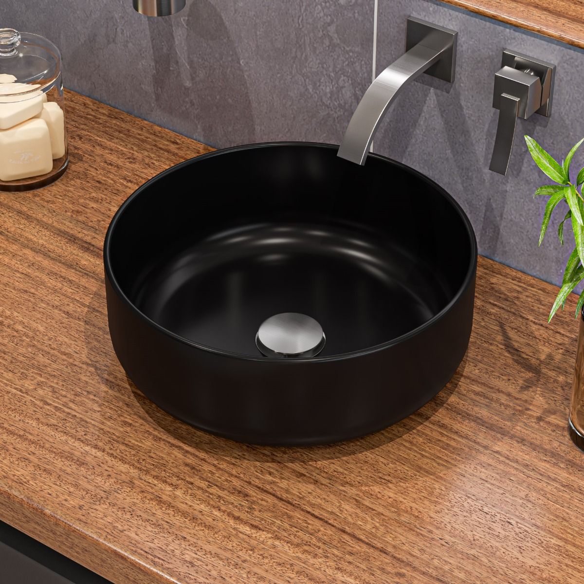 ALFI brand ABC907-BM 15" Round Above Mount Ceramic Sink