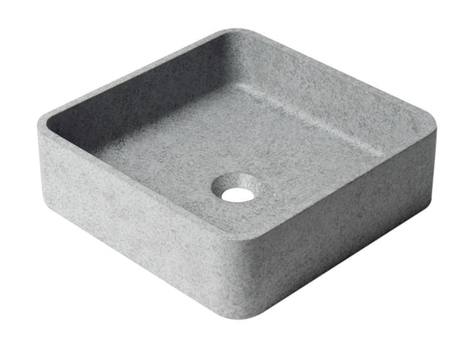 ALFI brand ABCO16S 16" Square Solid Concrete Gray Matte Above Mount Bathroom Sink