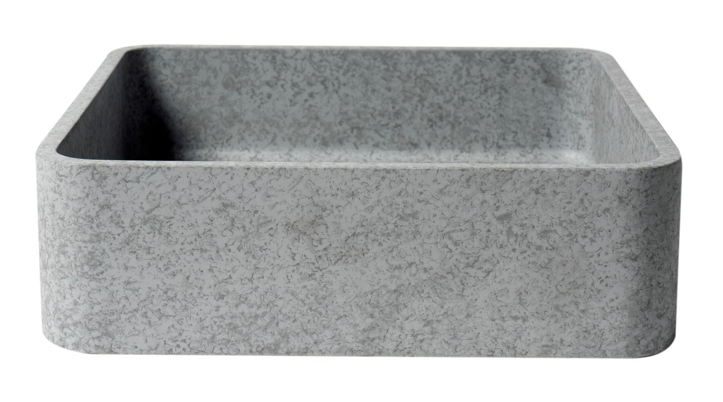 ALFI brand ABCO16S 16" Square Solid Concrete Gray Matte Above Mount Bathroom Sink