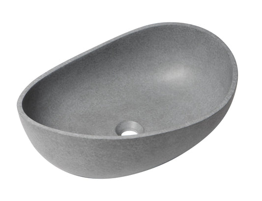 ALFI brand ABCO23O 23" Solid Concrete Wavy Oval Above Mount Vessel Sink