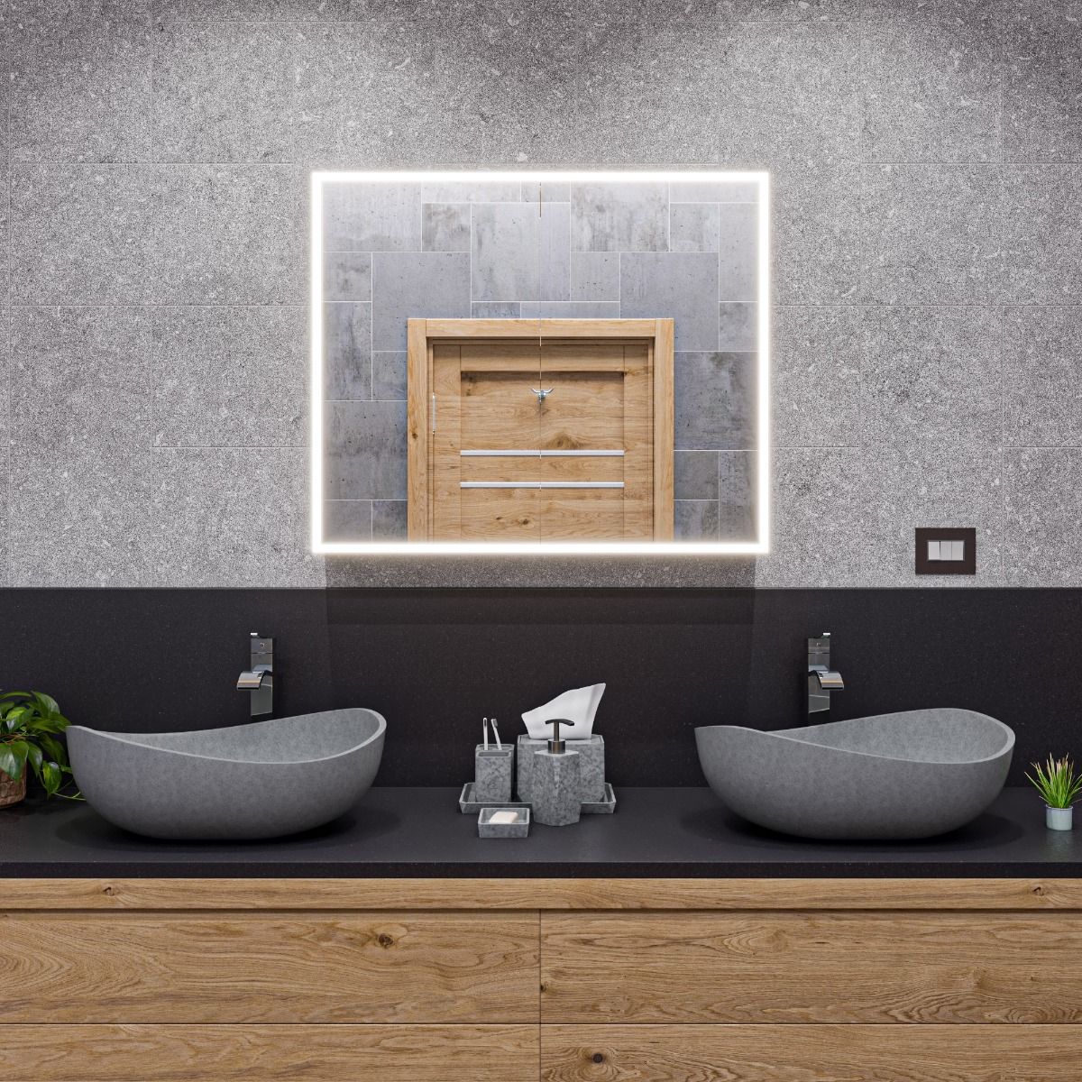 ALFI brand ABCO23O 23" Solid Concrete Wavy Oval Above Mount Vessel Sink