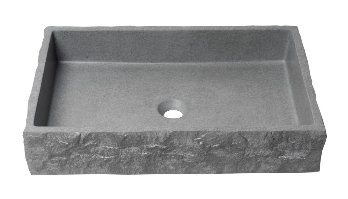 ALFI brand ABCO24R 24" Solid Concrete Chiseled Style Above Mount Vessel Sink