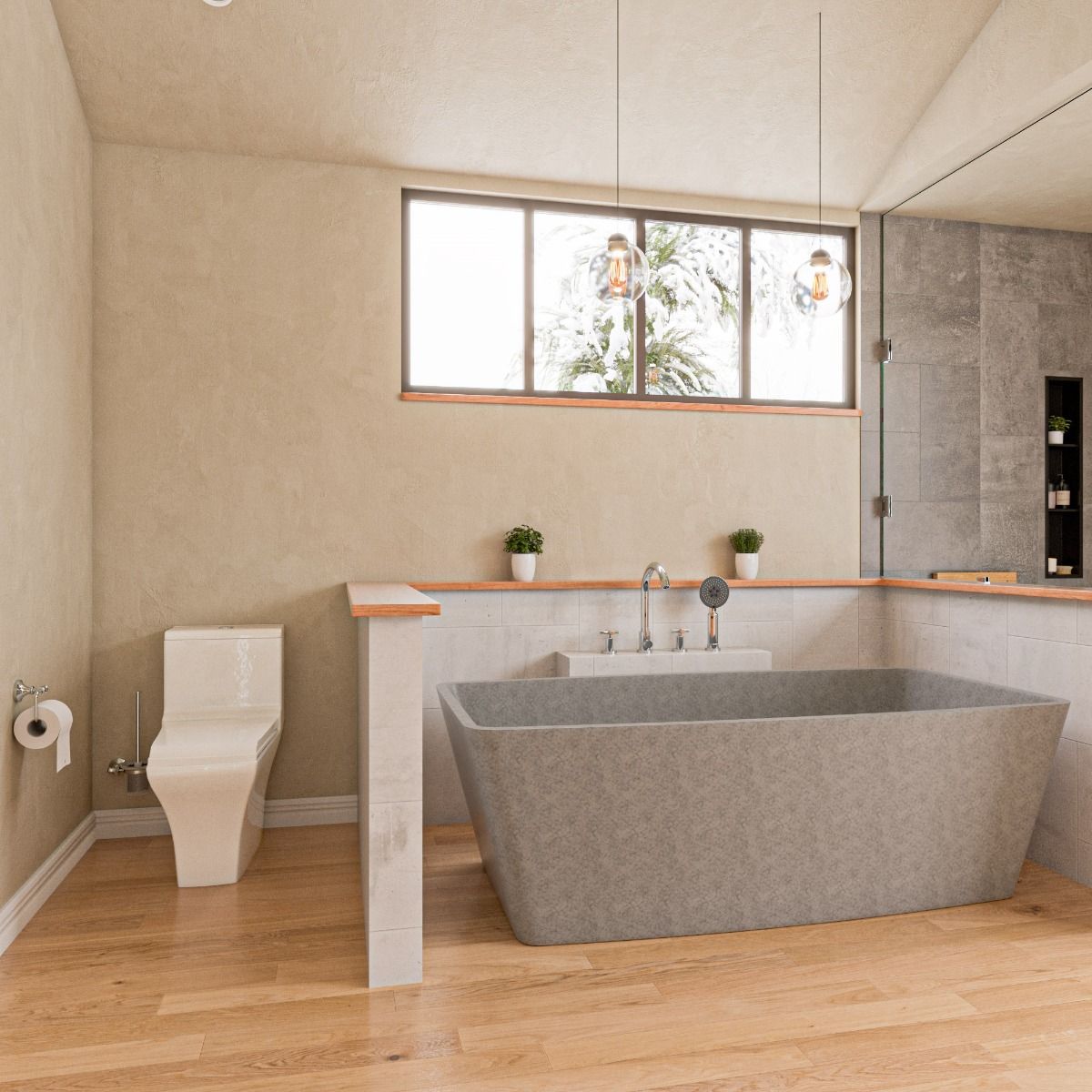 ALFI brand ABCO71TUB 71" Solid Concrete Rectangular Freestanding Bathtub