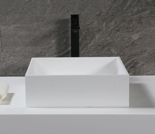 ALFI brand ABRS14S 14" Square White Matte Solid Surface Resin Sink