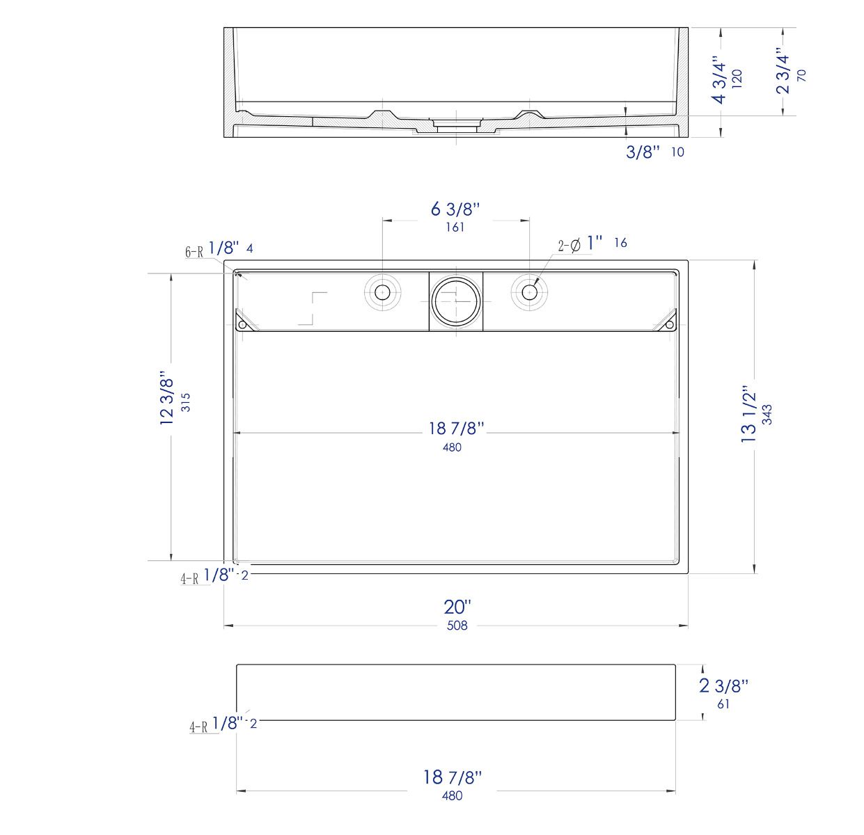 ALFI brand ABRS2014 20" x 14" White Matte Solid Surface Resin Sink