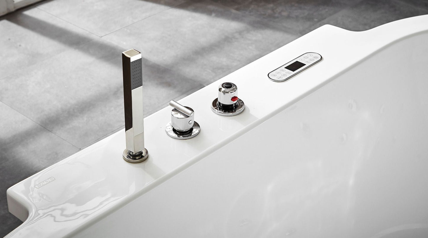 EAGO AM128ETL 6 ft Acrylic White Whirlpool Bathtub With Fixtures