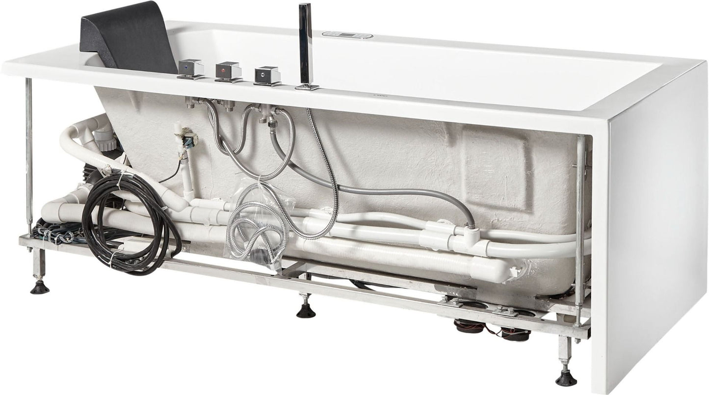 EAGO AM154ETL-L5 5 ft Acrylic White Rectangular Whirlpool Bathtub w Fixtures