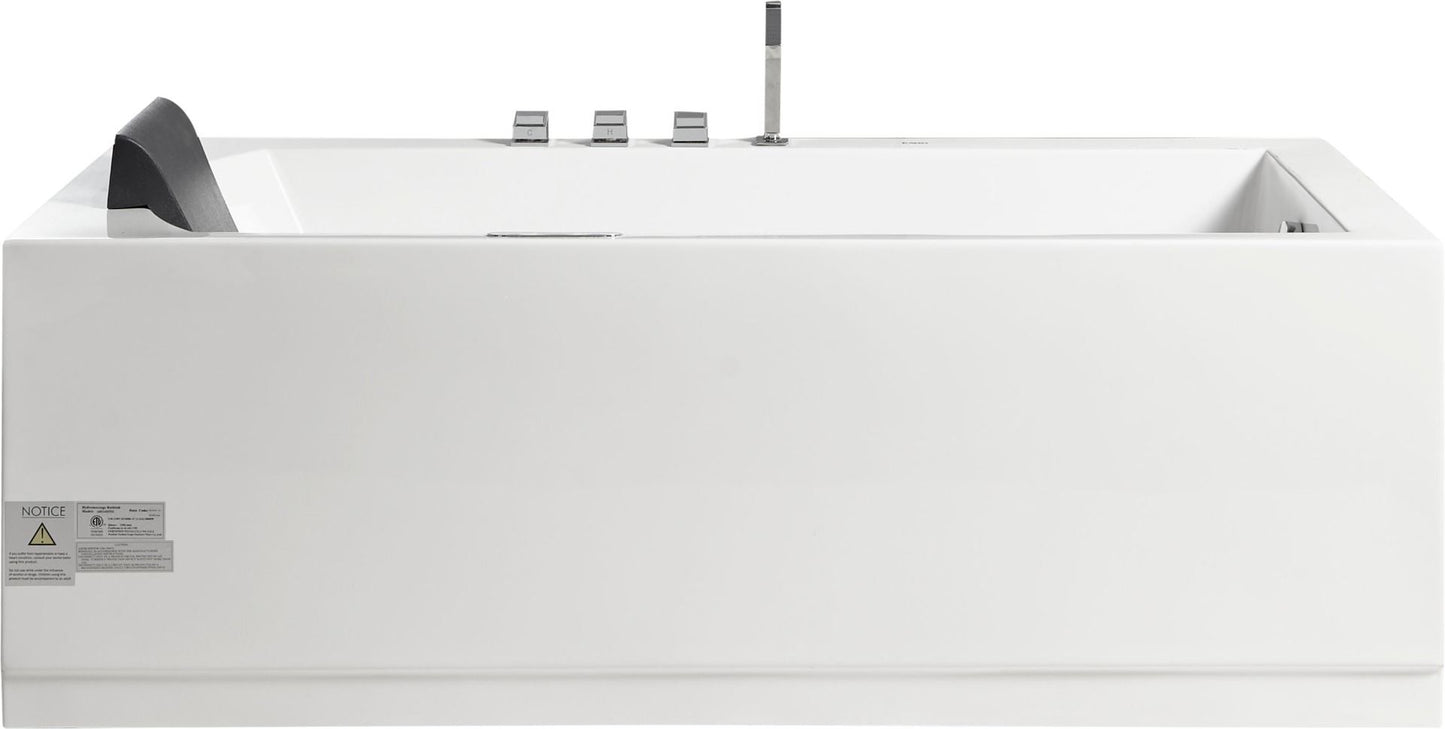 EAGO AM154ETL-L6 6 ft Acrylic White Rectangular Whirlpool Tub With Fixtures