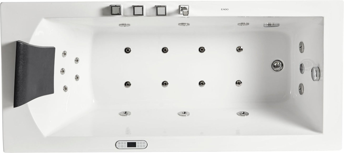 EAGO AM154ETL-L6 6 ft Acrylic White Rectangular Whirlpool Tub With Fixtures